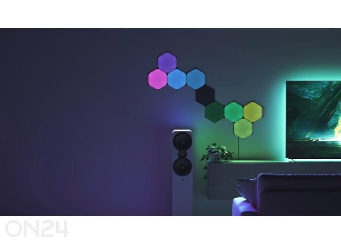 Nanoleaf Shapes Black Hexagons stardikomplekt (9 paneeli), must suurendatud