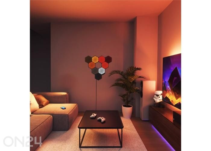 Nanoleaf Shapes Black Hexagons stardikomplekt (9 paneeli), must suurendatud