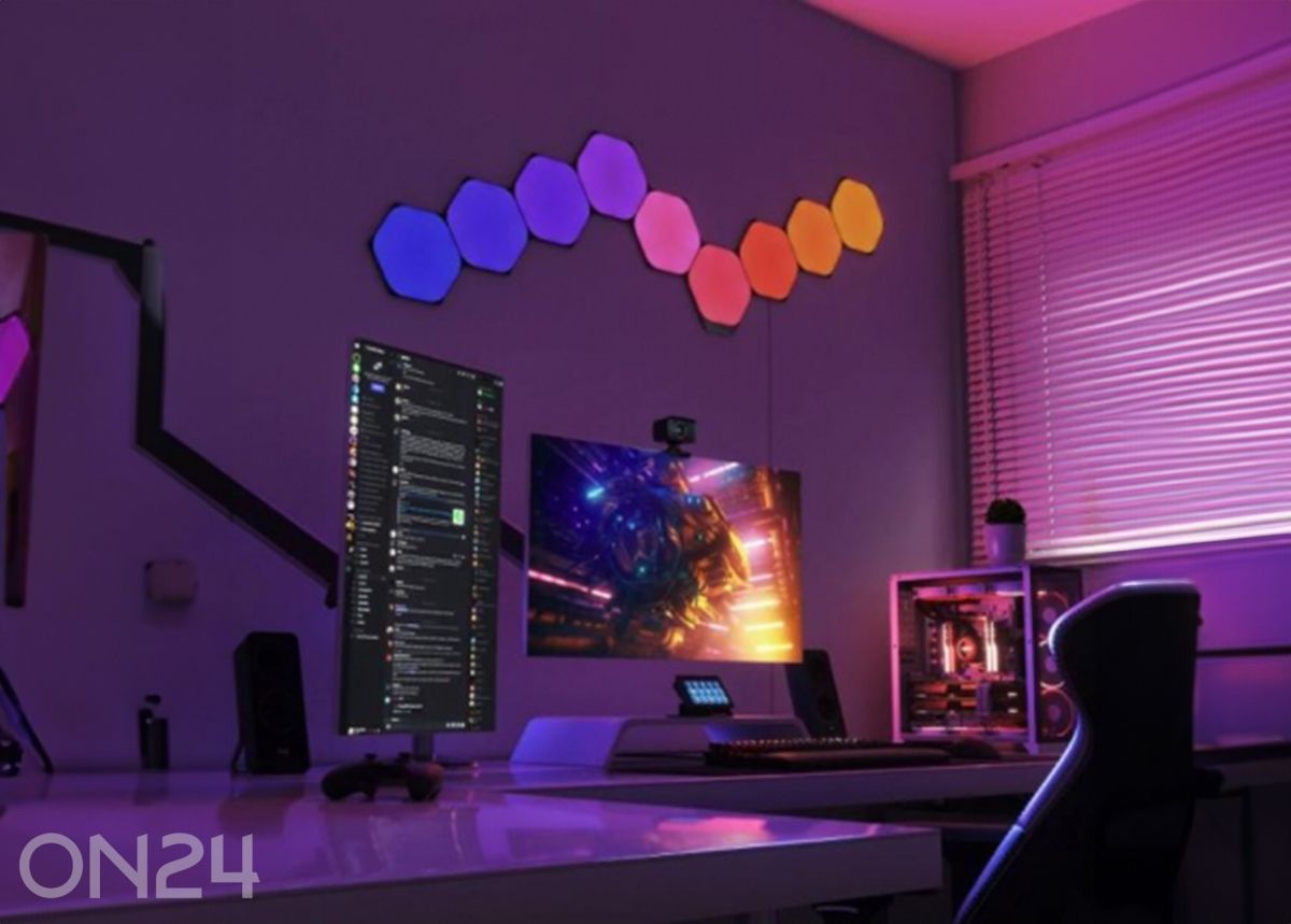 Nanoleaf Shapes Black Hexagons stardikomplekt (9 paneeli), must suurendatud