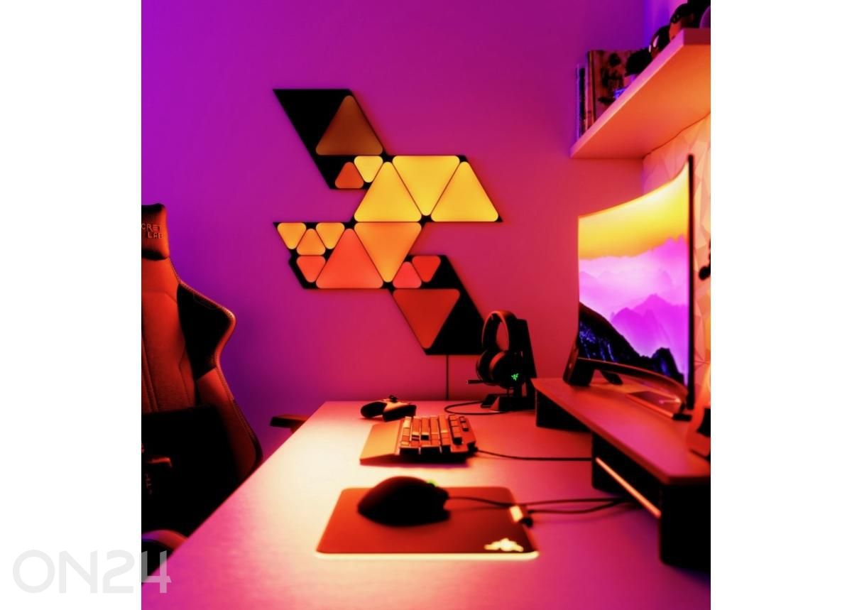 Nanoleaf Shapes Black Mini Triangles laienduskomplekt (10 paneeli), must suurendatud