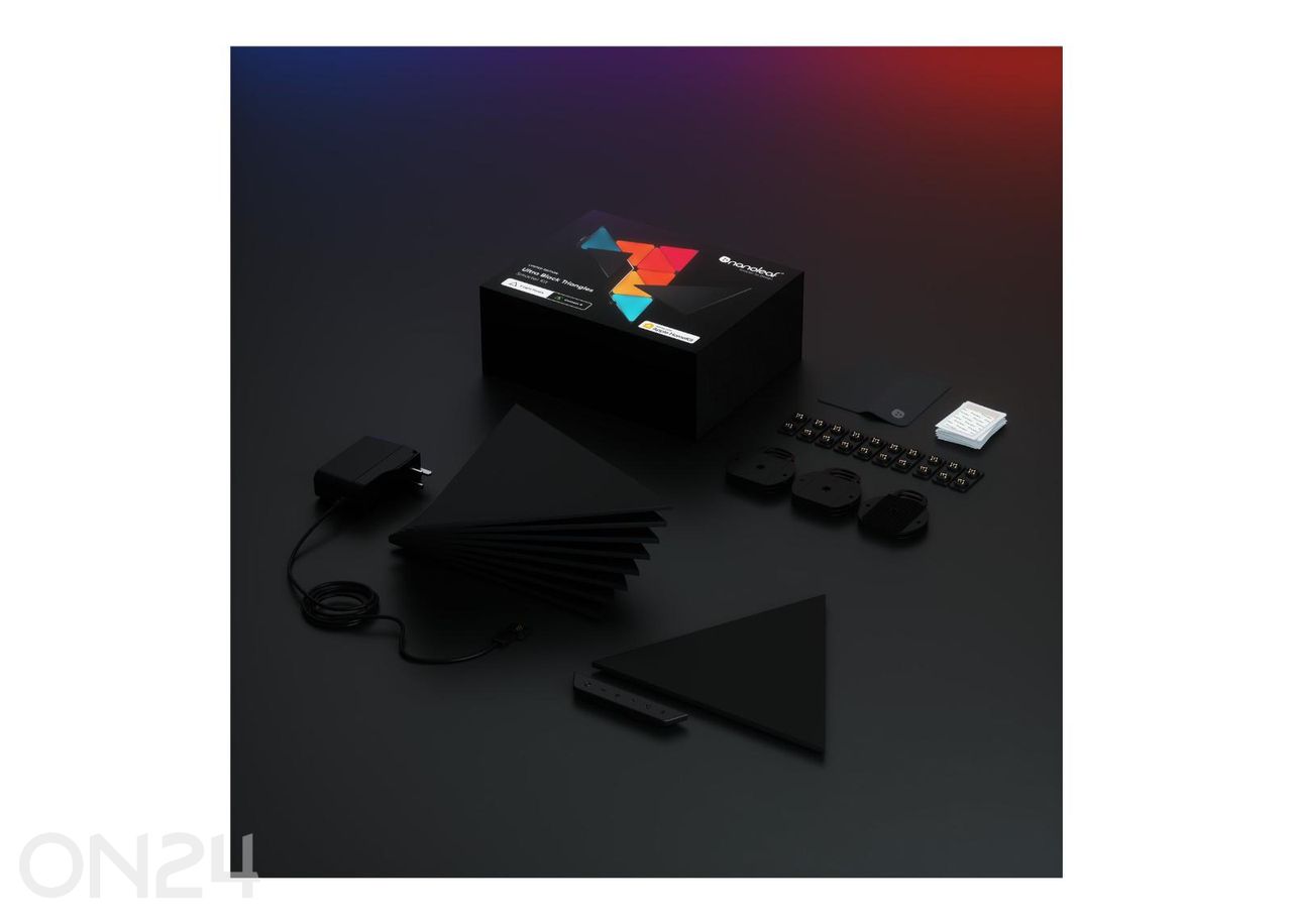 Nanoleaf Shapes Black Triangles stardikomplekt (9 paneeli), must suurendatud