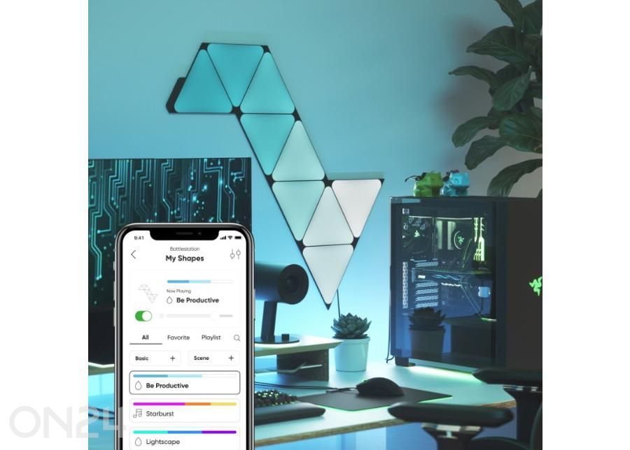 Nanoleaf Shapes Black Triangles stardikomplekt (9 paneeli), must suurendatud