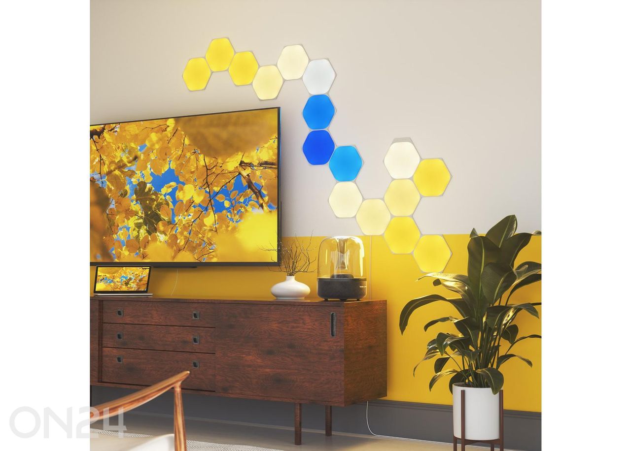 Nanoleaf Shapes Hexagons stardikomplekt (15 paneeli) suurendatud