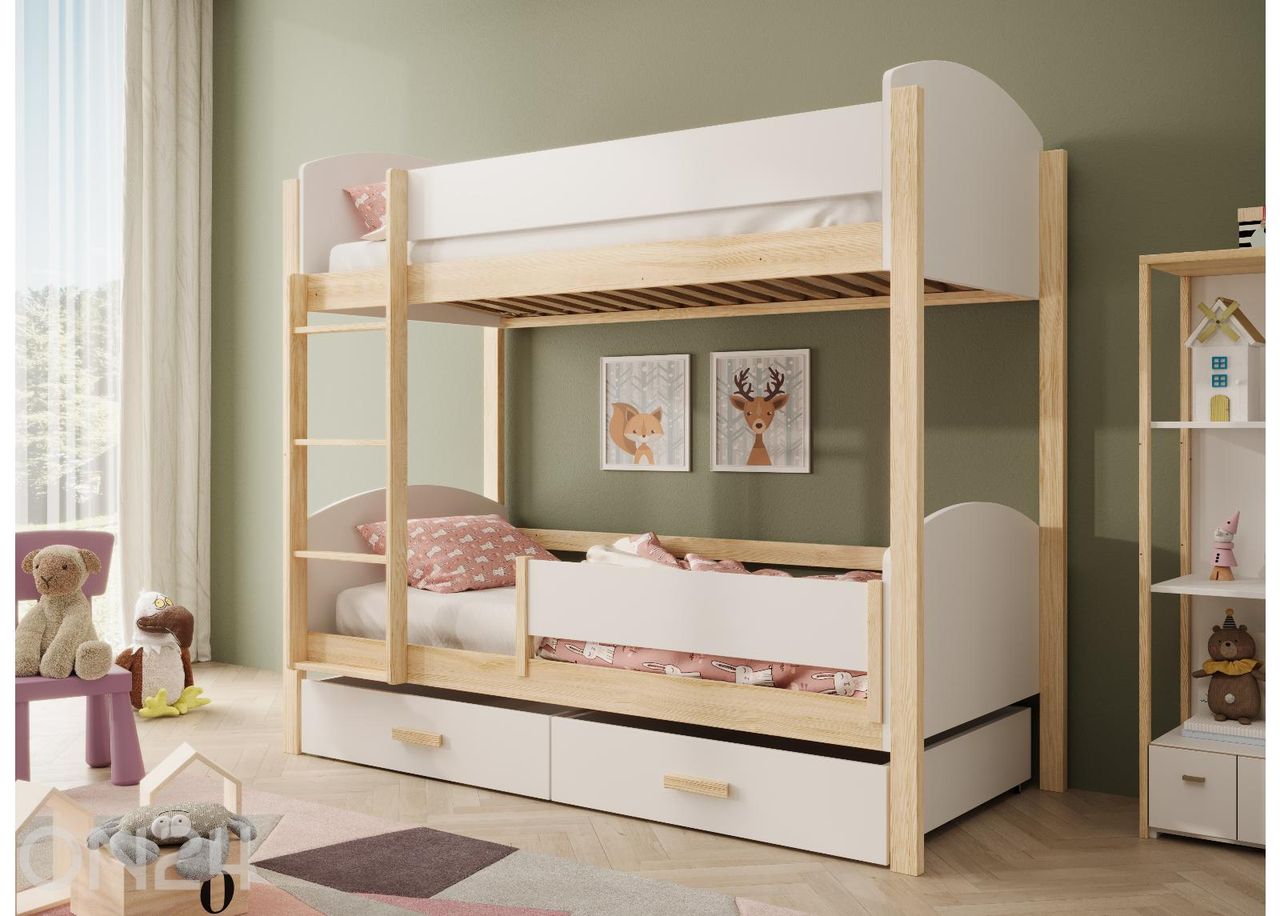 Narivoodi komplekt Jori madratsite ja turvapiirdega 90x200 cm suurendatud