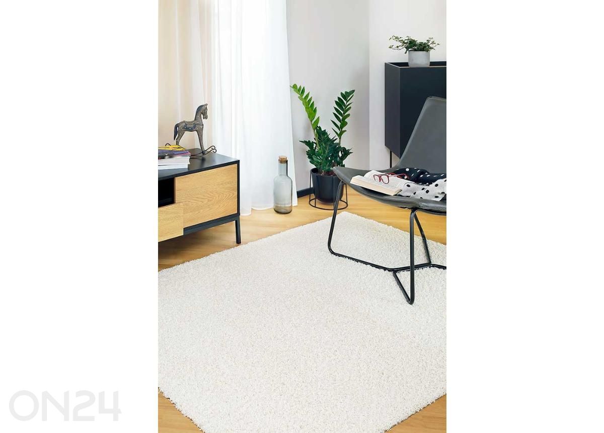 Narma pikakarvaline vaip Spice™ white ümar Ø 133 cm suurendatud