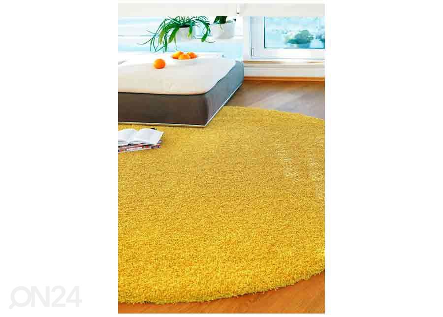 Narma pikakarvaline vaip Spice™ yellow ümar Ø 133 cm suurendatud