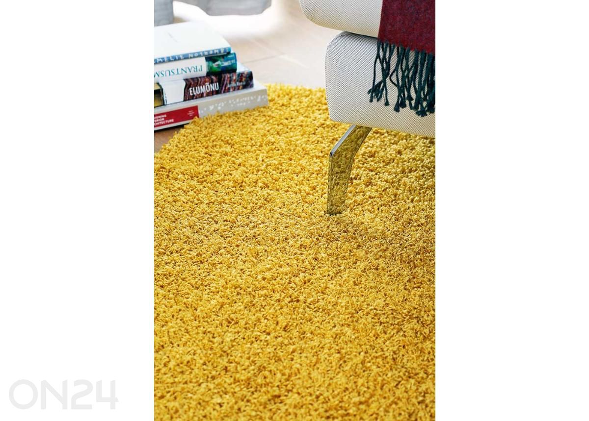 Narma pikakarvaline vaip Spice™ yellow ümar Ø 133 cm suurendatud