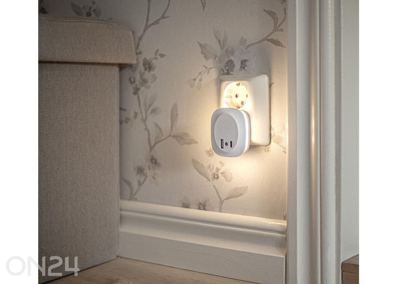 Öölamp USB-laadijaga suurendatud