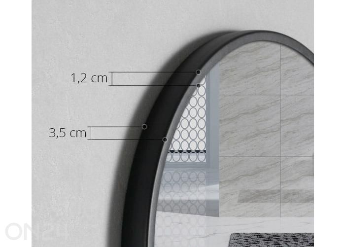 Peegel riiuliga 80 cm, must suurendatud