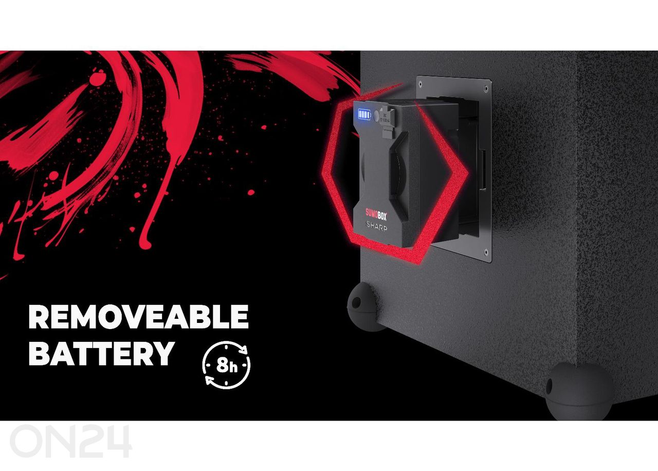 Peokõlar Sharp SUMOBOX Pro, 200W RMS, IPX4, must suurendatud