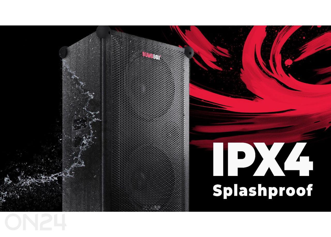 Peokõlar Sharp SUMOBOX Pro, 200W RMS, IPX4, must suurendatud