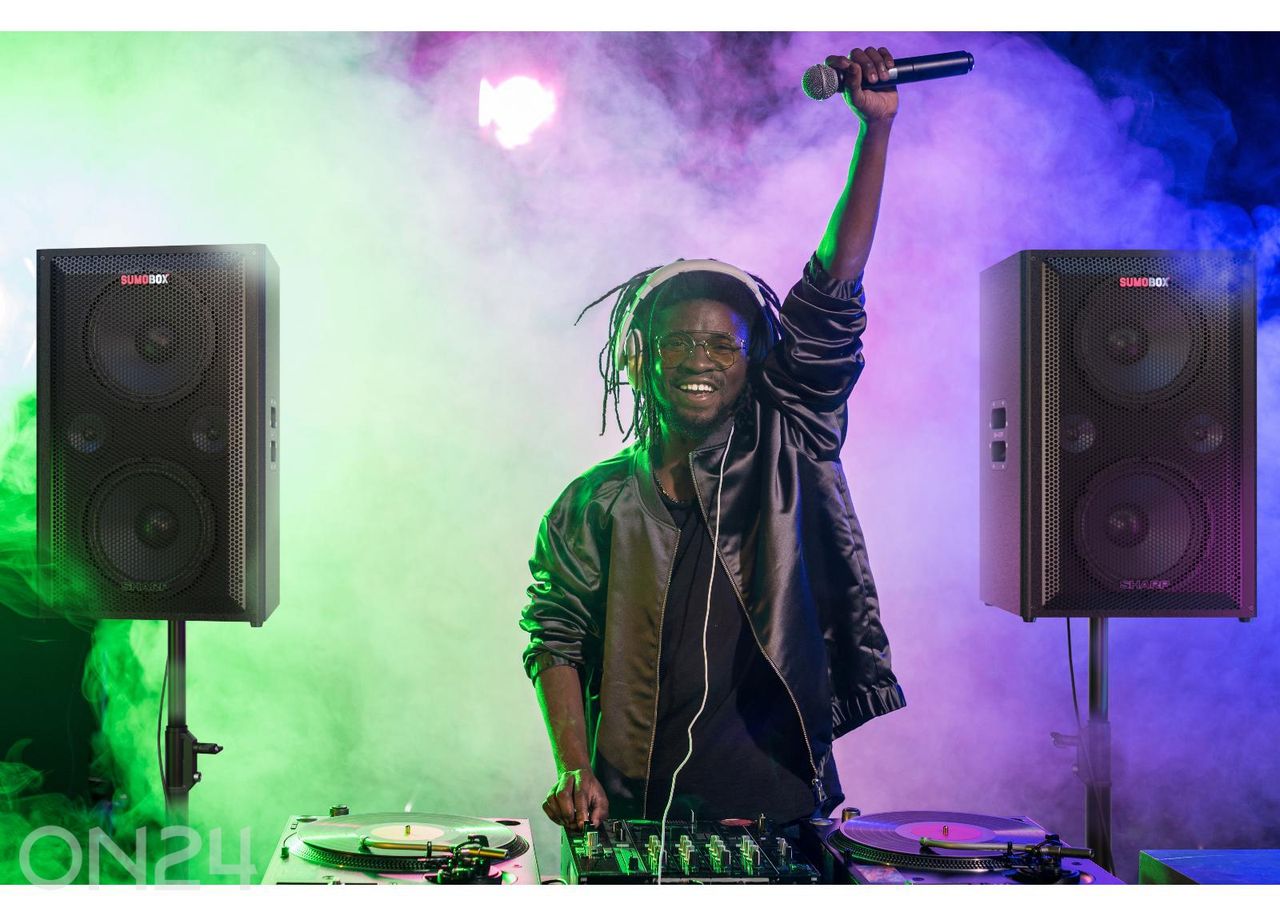 Peokõlar Sharp SUMOBOX Pro, 200W RMS, IPX4, must suurendatud