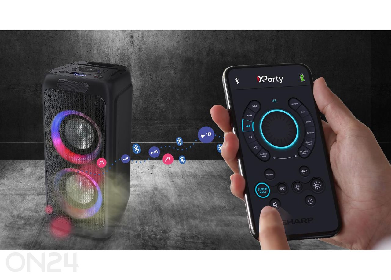 Peokõlar Sharp XParty Street Beat, Bluetooth, IPX4, must suurendatud