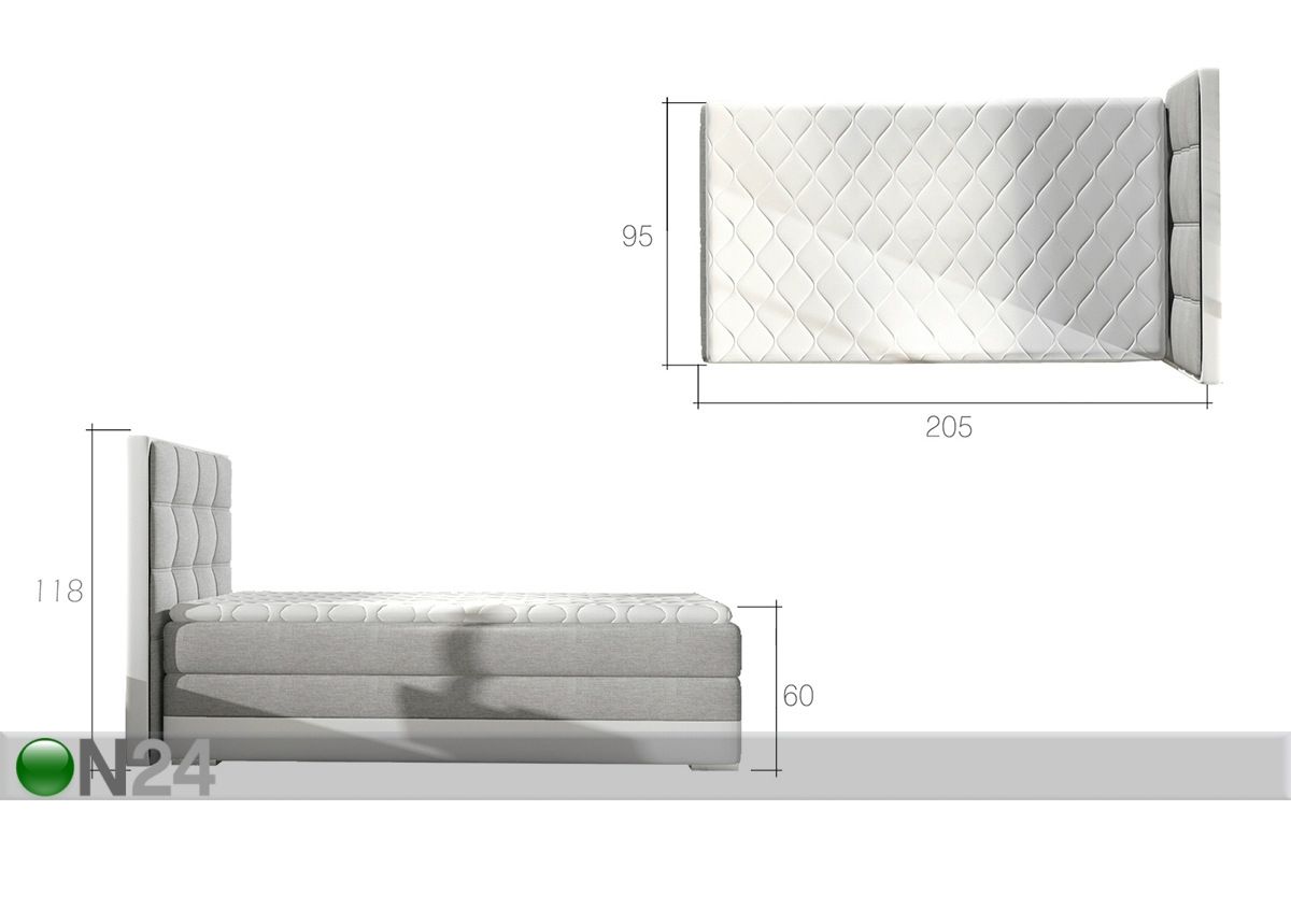 Pesukastiga kontinentaalvoodi 90x200 cm suurendatud
