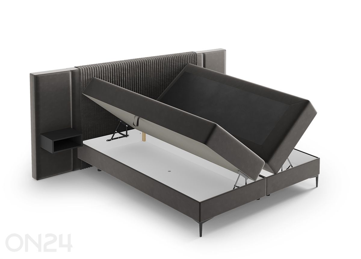 Pesukastiga kontinentaalvoodi Noelie, 2 öökappi + LED 140x200 cm suurendatud