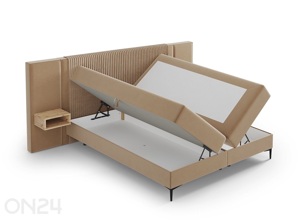 Pesukastiga kontinentaalvoodi Noelie, 2 öökappi + LED 140x200 cm suurendatud