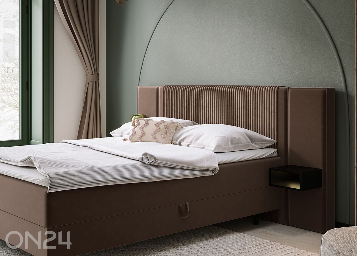 Pesukastiga kontinentaalvoodi Noelie, 2 öökappi + LED 160x200 cm suurendatud