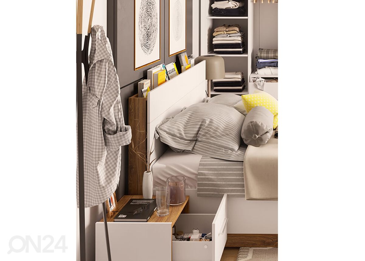 Pesukastiga voodi 160x200 cm + valgustus suurendatud