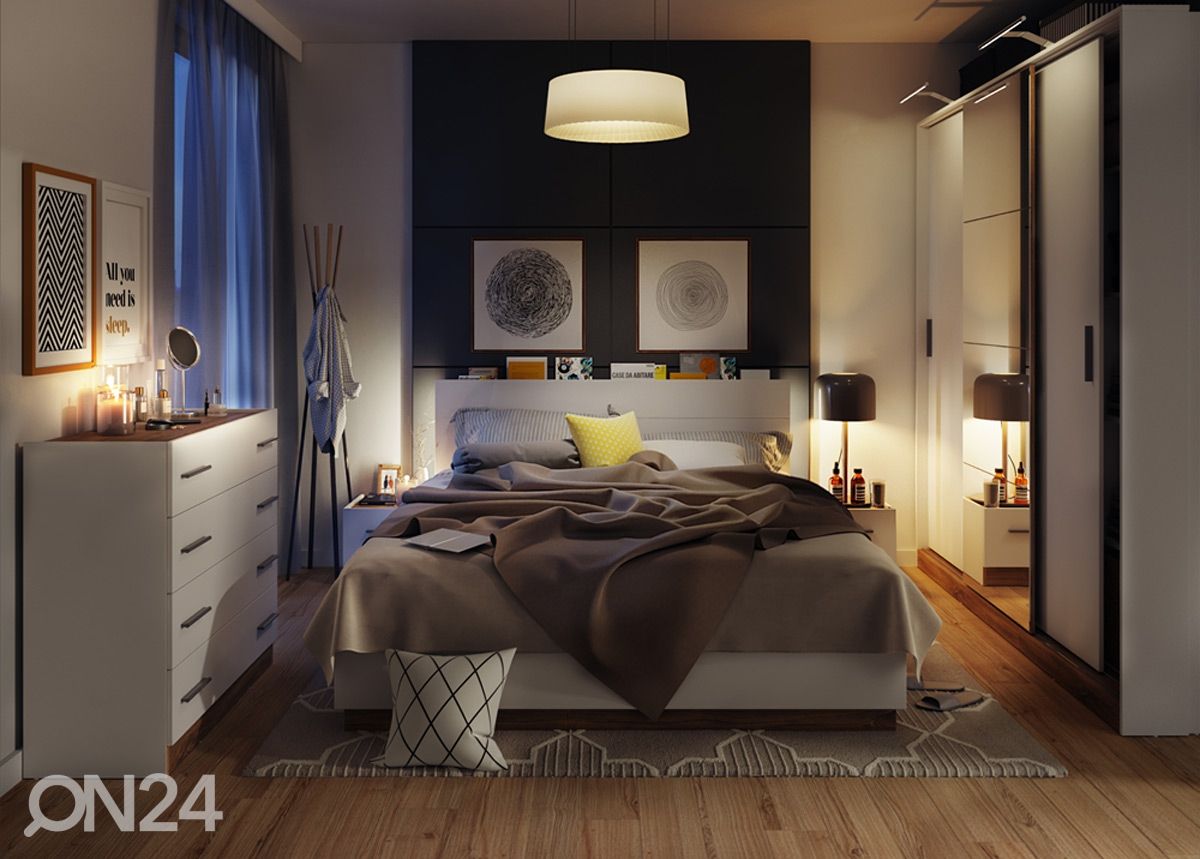 Pesukastiga voodi 160x200 cm + valgustus suurendatud