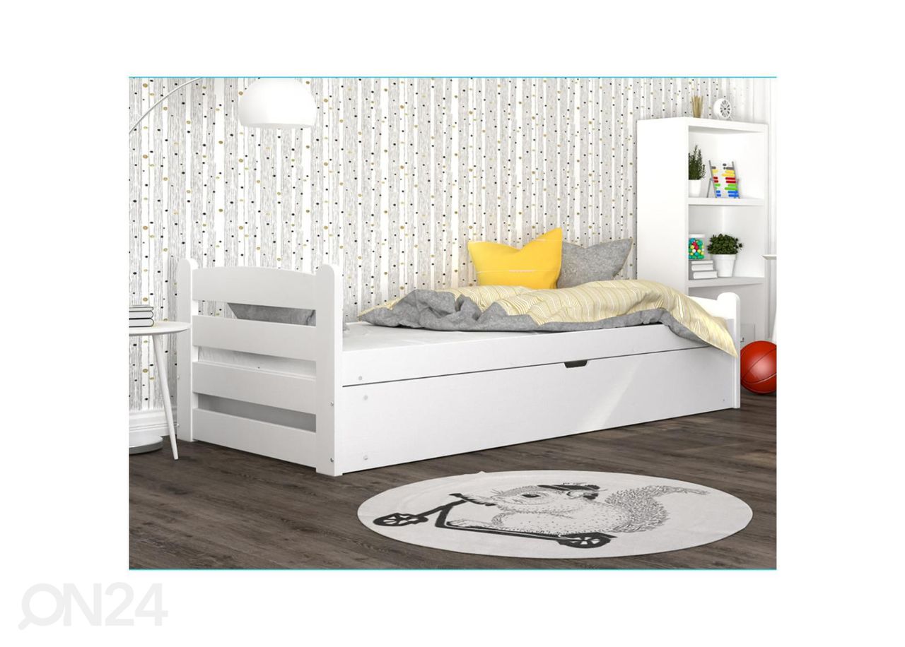 Pesukastiga voodi 90x200 cm, valge suurendatud