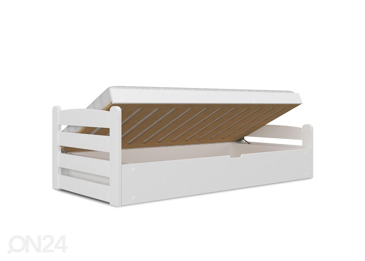 Pesukastiga voodi 90x200 cm, valge suurendatud