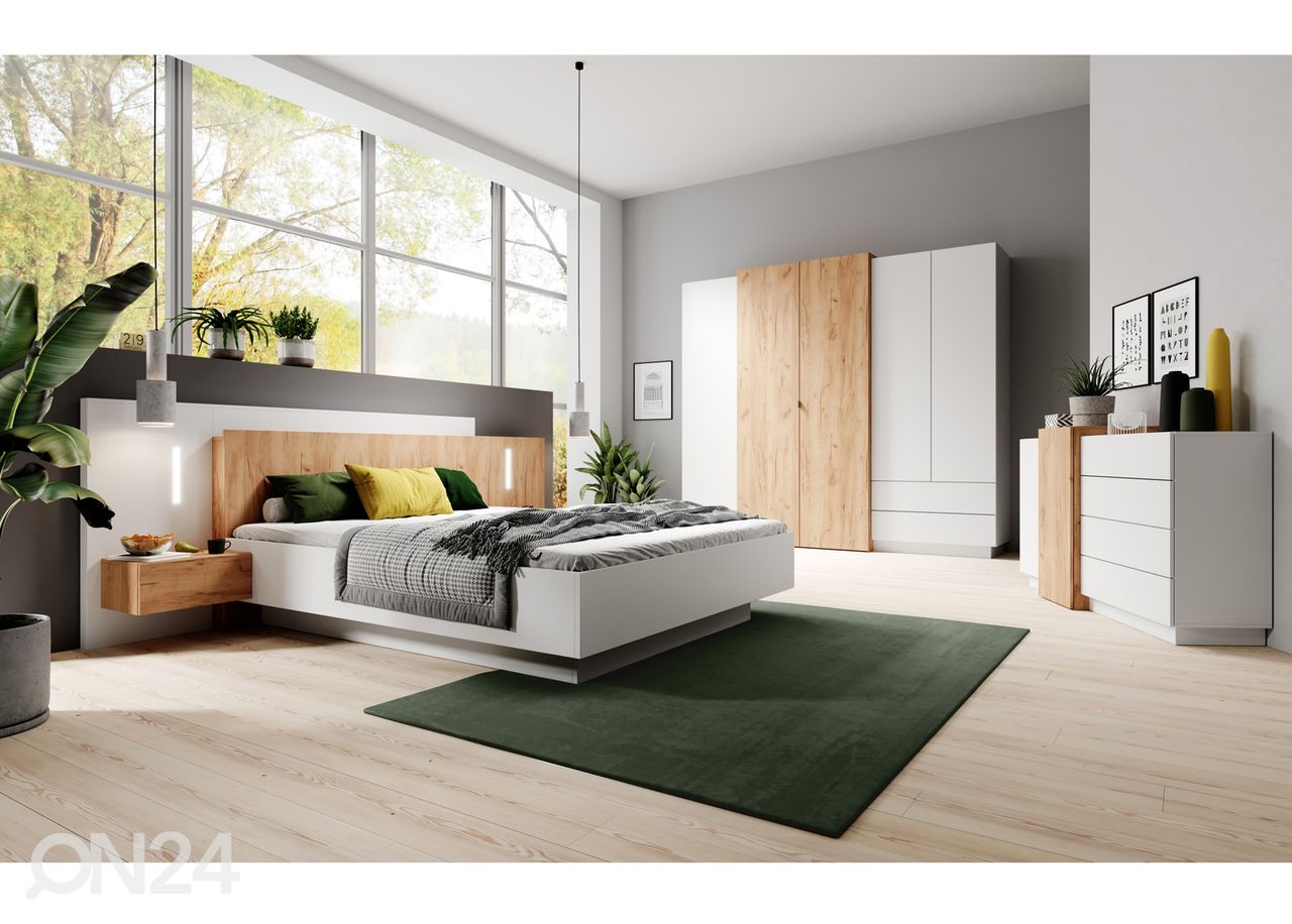 Pesukastiga voodi Olivia 160x200 cm + öökapid suurendatud