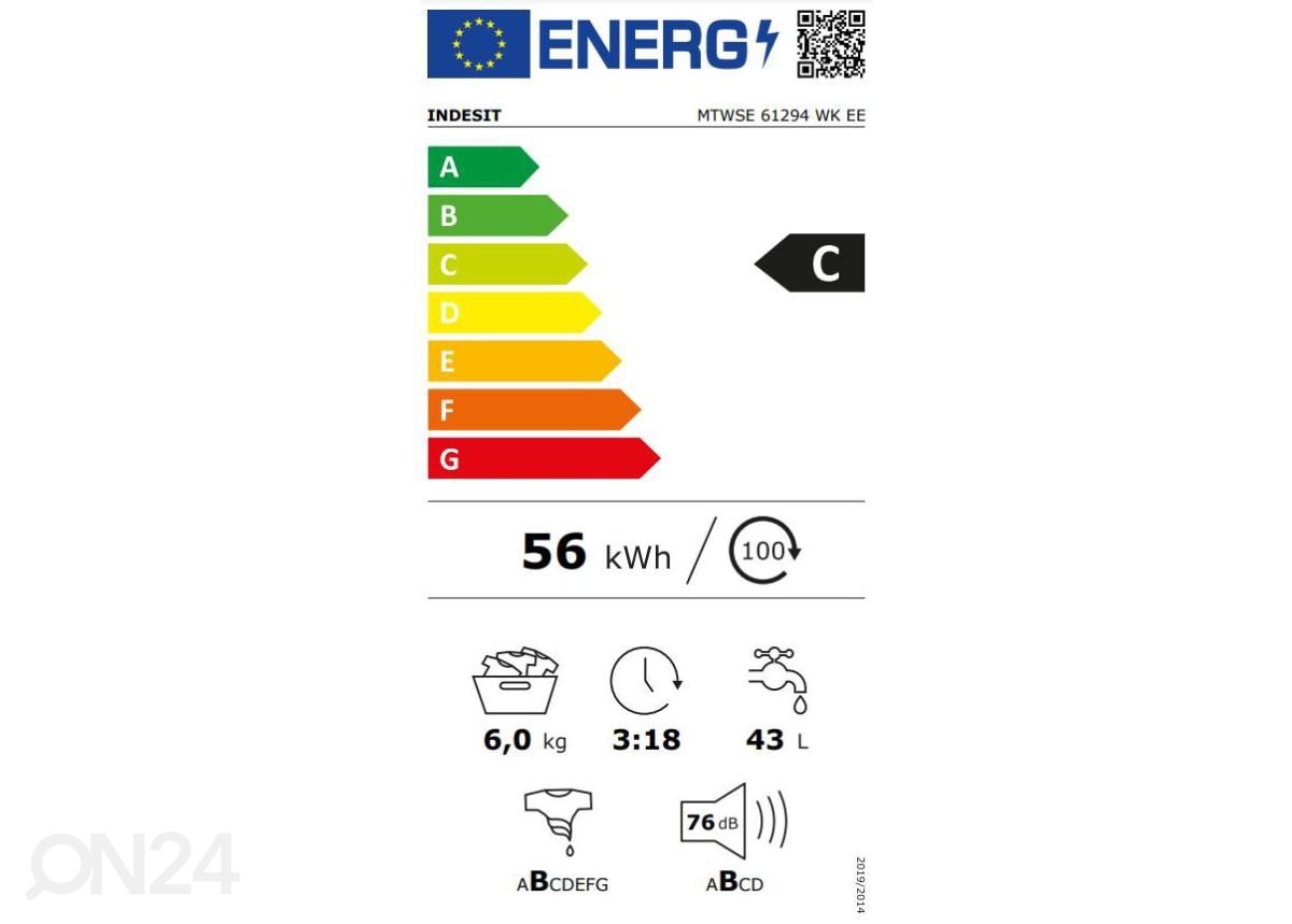 Pesumasin Indesit MTWSE61294WKEE suurendatud
