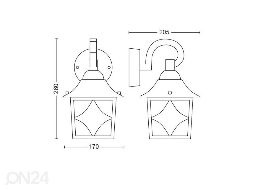Philips Cambridge seinalatern 1xE27 suurendatud