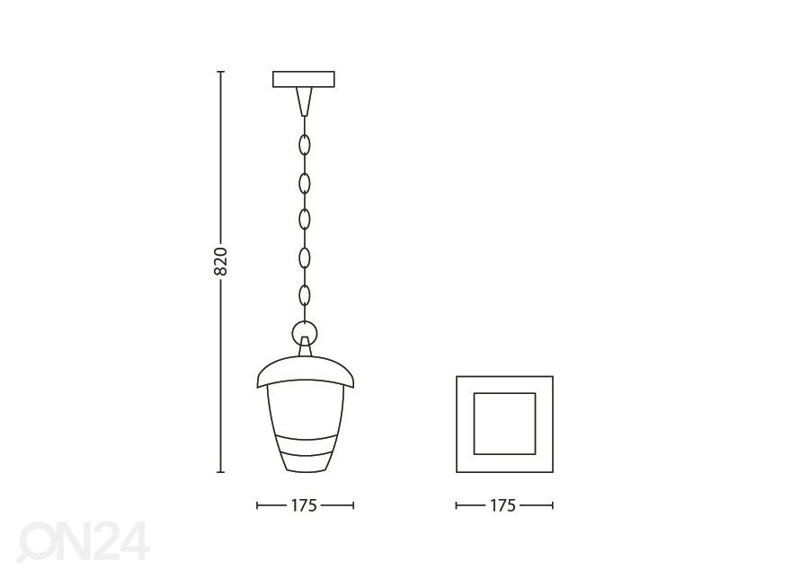 Philips Creek rippvalgusti E27 must suurendatud