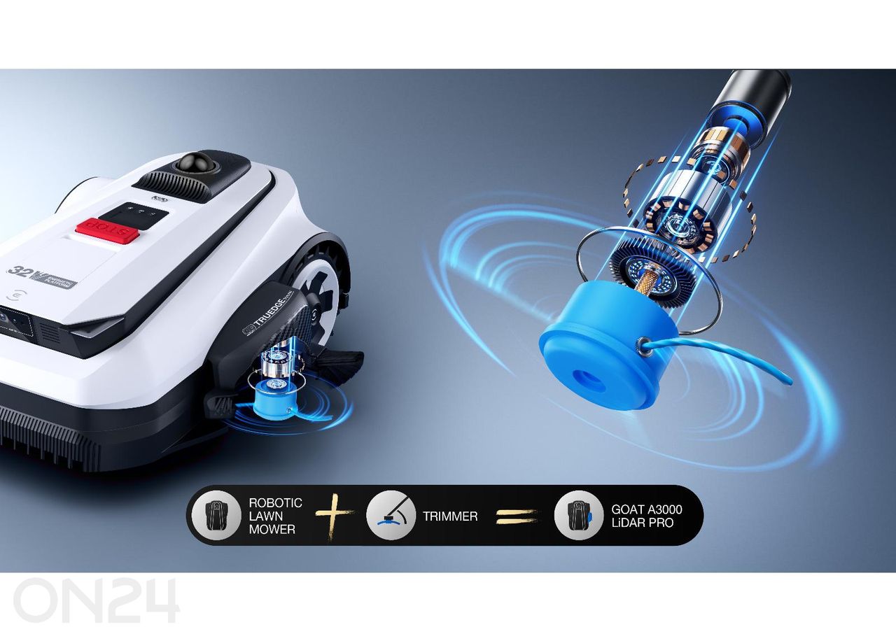 Piirdekaablivaba muruniiduk Ecovacs Goat A3000 LiDAR PRO, 3000m², TruEdge trimmer suurendatud