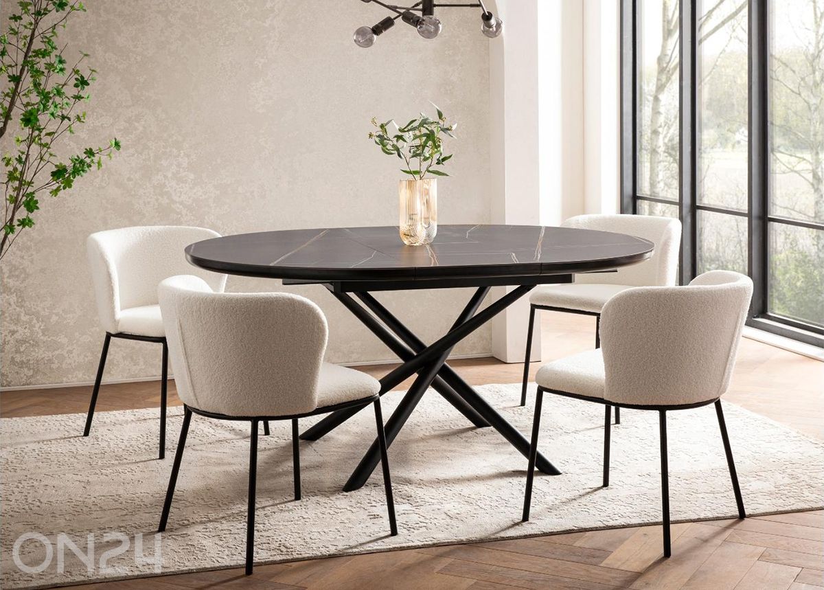 Pikendatav söögilaud Ø120 cm suurendatud