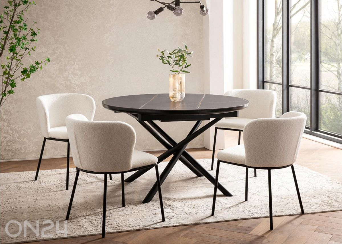 Pikendatav söögilaud Ø120 cm suurendatud