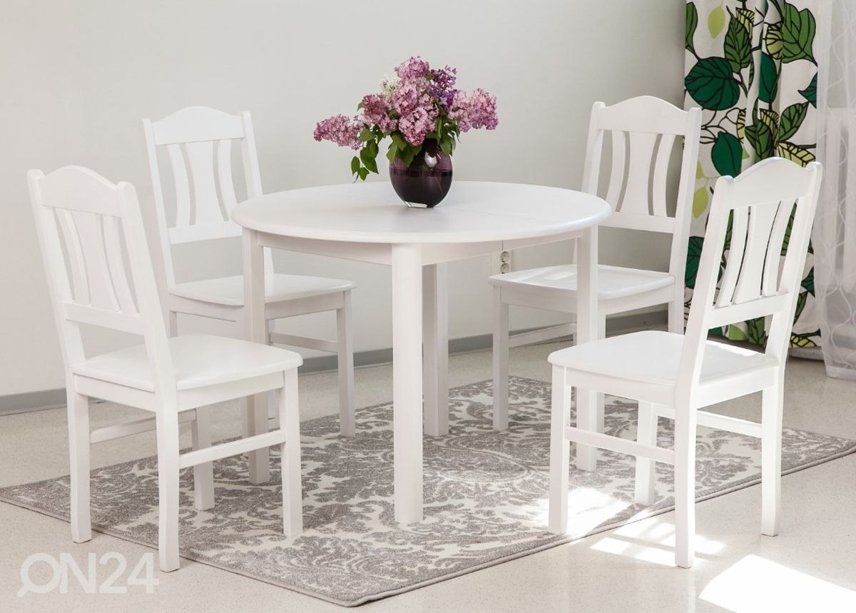 Pikendatav söögilaud 100x100-139 cm, valge suurendatud