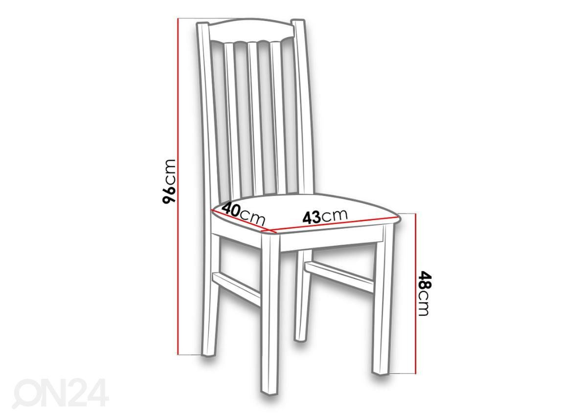 Pikendatav söögilaud 120-150x70 cm + 4 tooli suurendatud