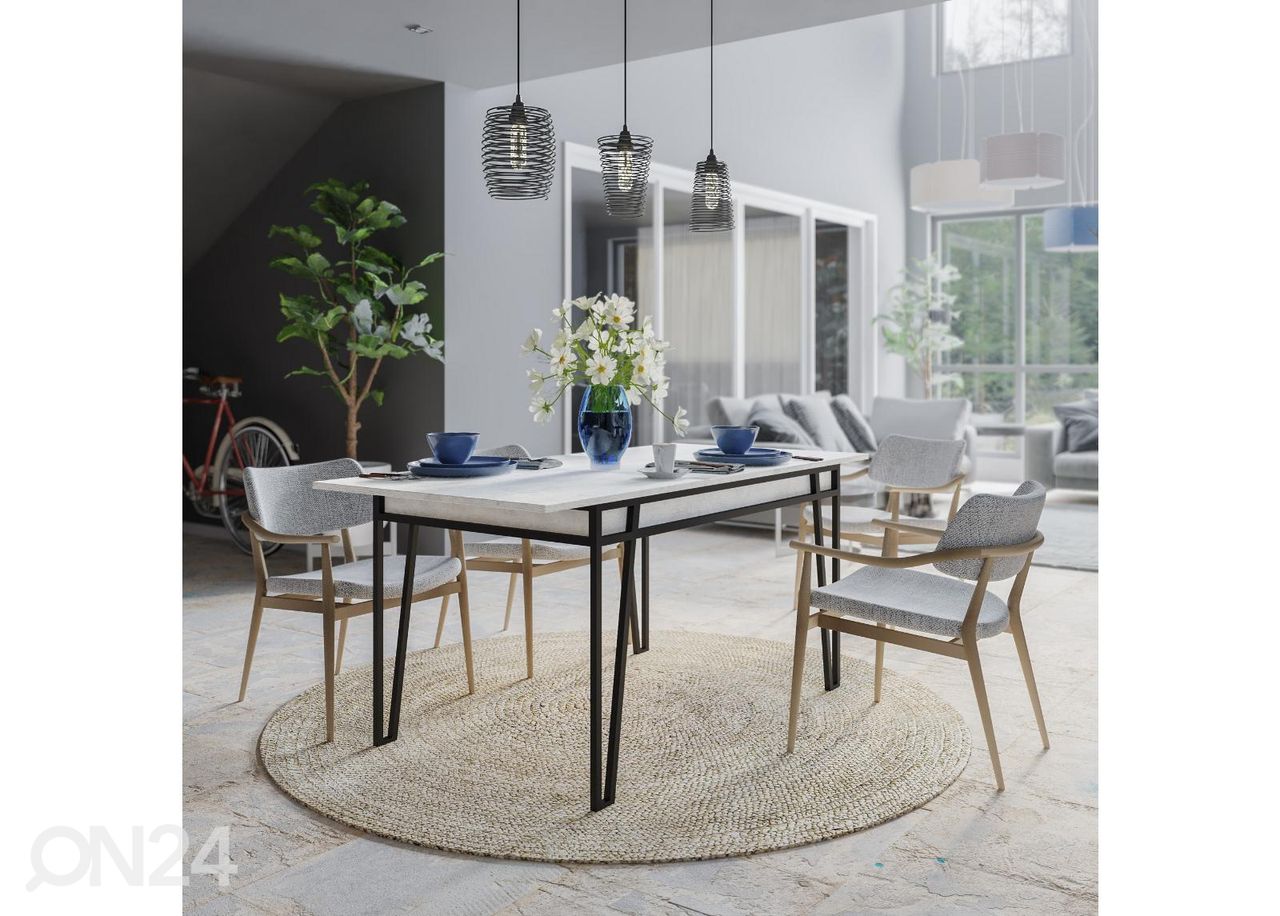 Pikendatav söögilaud 132/170x80 cm suurendatud
