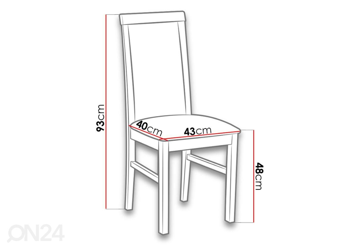 Pikendatav söögilaud 80x120-150 cm + 6 tooli suurendatud