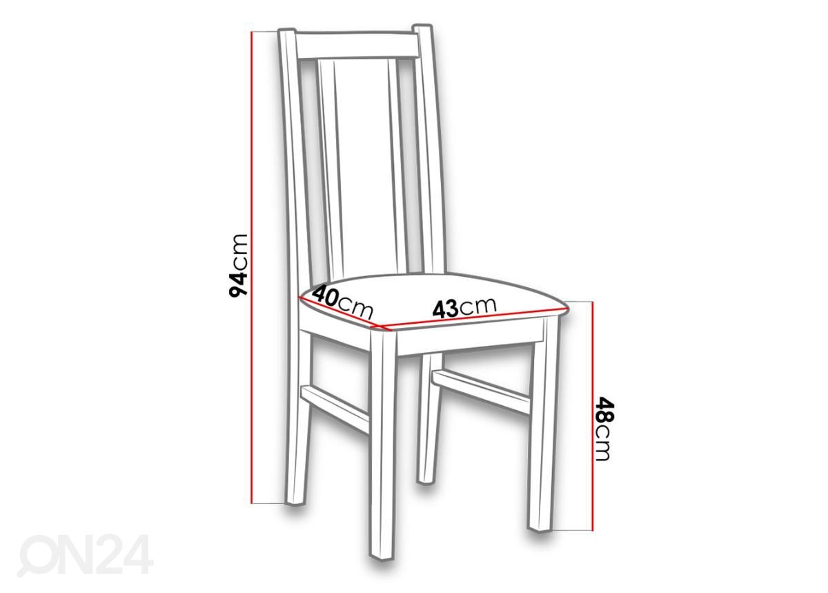 Pikendatav söögilaud 80x120-150 cm + 6 tooli suurendatud