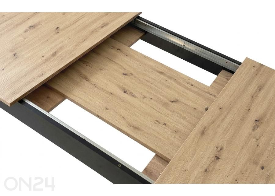 Pikendatav söögilaud 80x120/160 cm, artisan tamm/must suurendatud