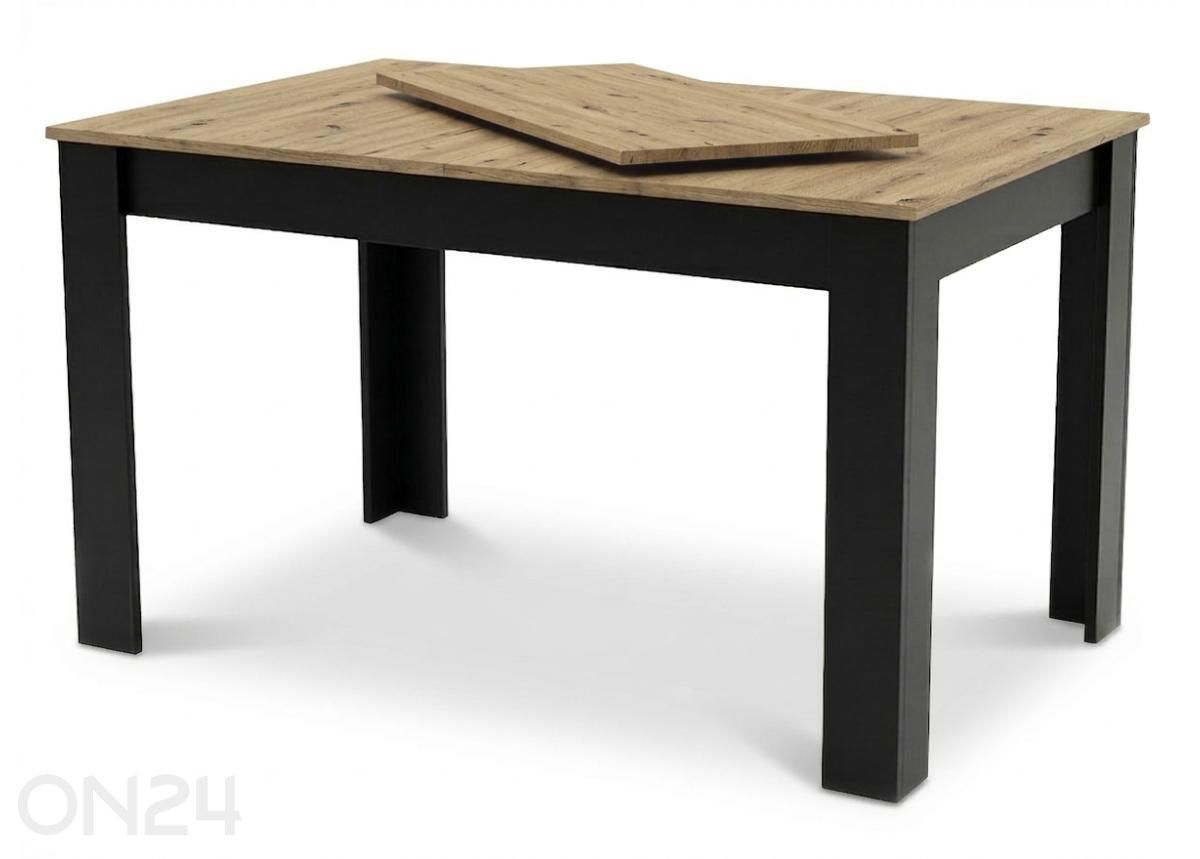 Pikendatav söögilaud 80x120/160 cm, artisan tamm/must suurendatud