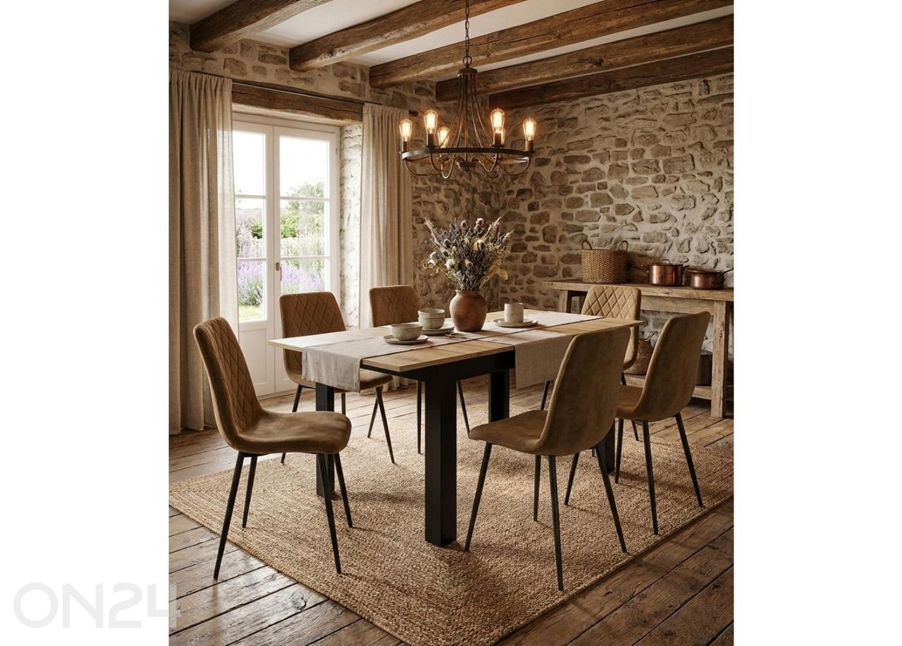 Pikendatav söögilaud 80x120/160 cm, artisan tamm/must suurendatud