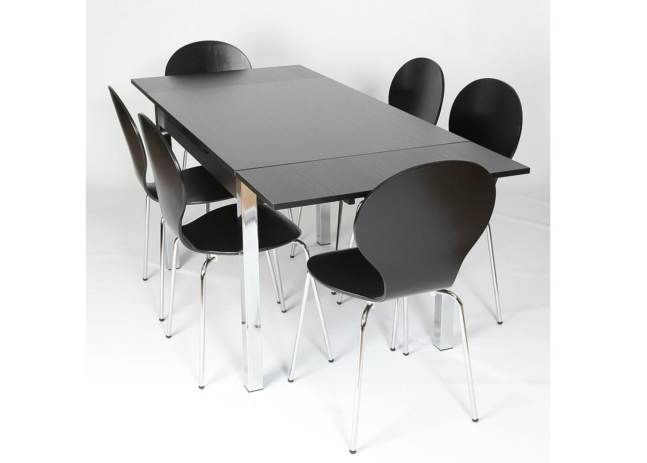 Pikendatav söögilaud 80x120-187 cm, must suurendatud