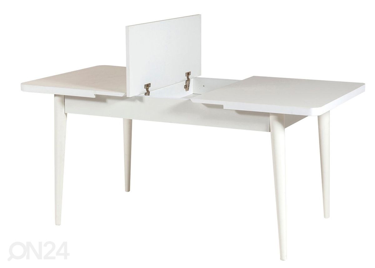 Pikendatav söögilaud 80x130-165 cm + 2 tooli+2 pinki suurendatud