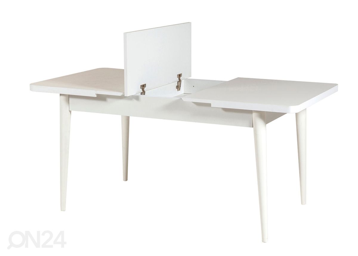 Pikendatav söögilaud 80x130-165 cm + 2 tooli+2 pinki suurendatud