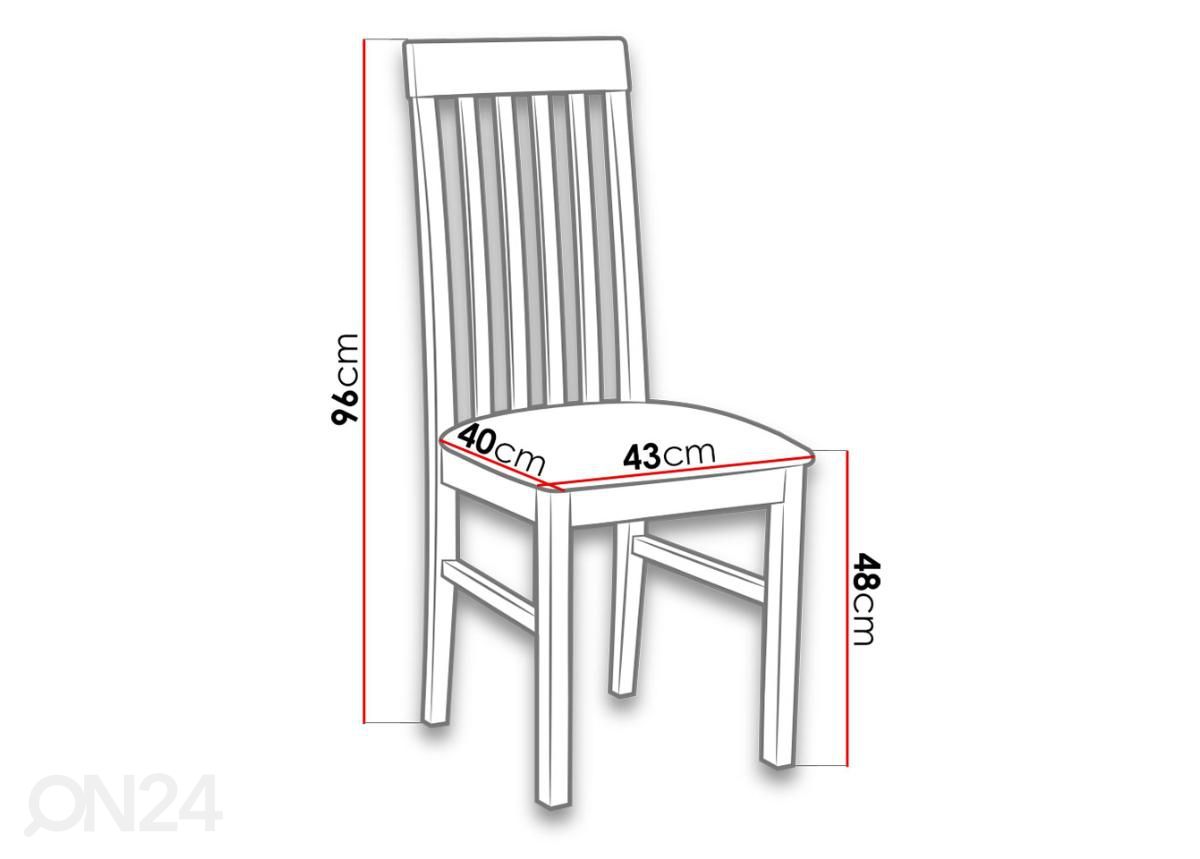 Pikendatav söögilaud 80x140-150 cm + 6 tooli suurendatud
