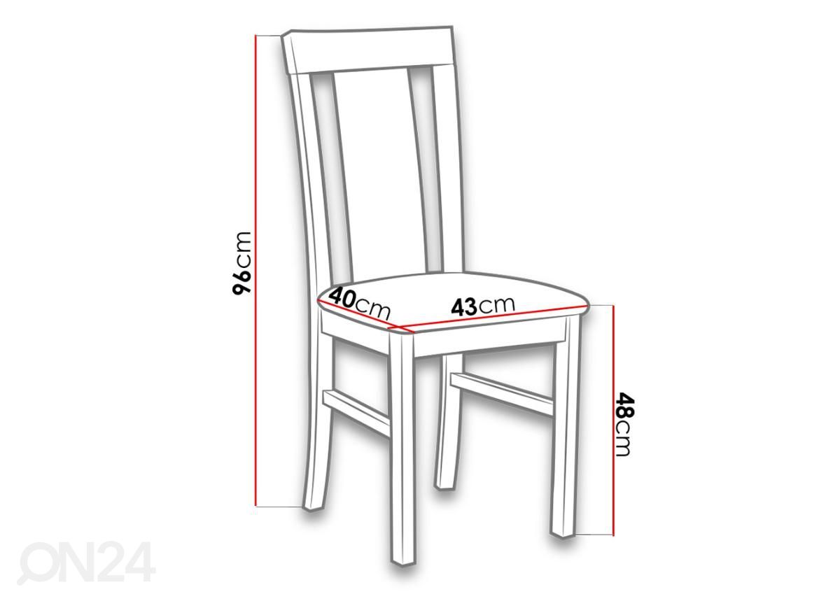 Pikendatav söögilaud 80x140-180 cm + 6 tooli suurendatud