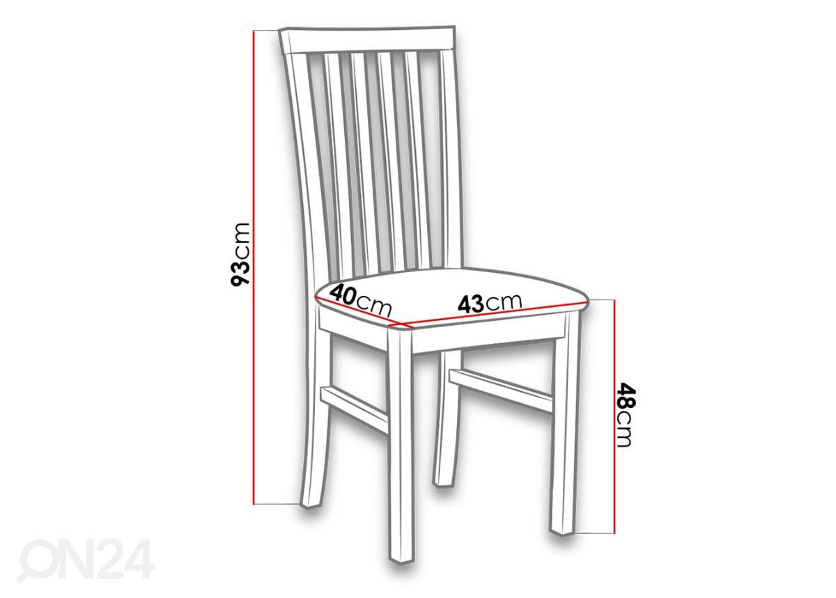 Pikendatav söögilaud 80x140-180 cm + 6 tooli suurendatud