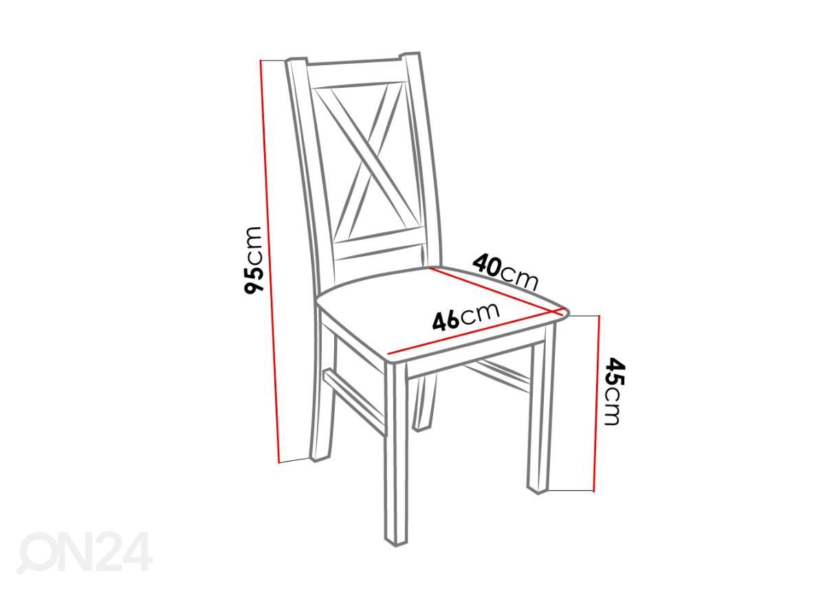 Pikendatav söögilaud 80x140-195 cm + 6 tooli suurendatud