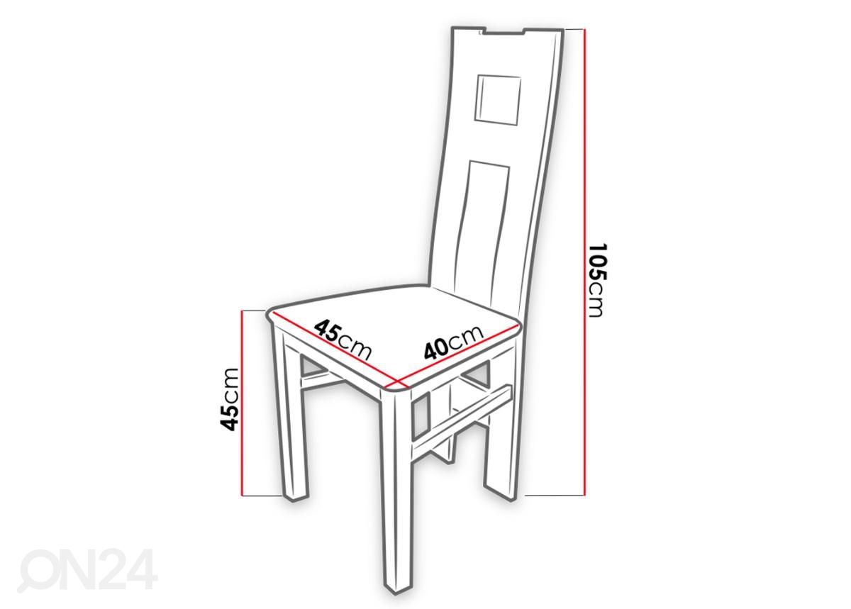 Pikendatav söögilaud 80x160-200 cm + 6 tooli suurendatud