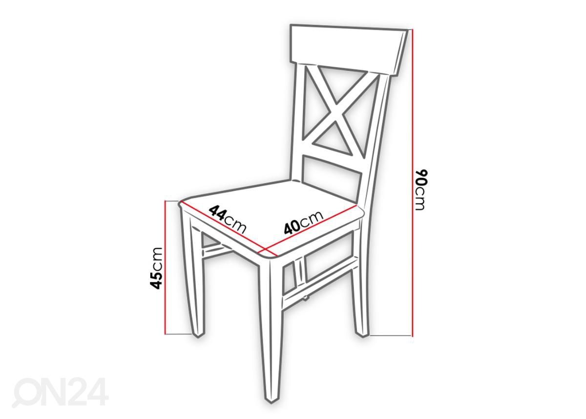 Pikendatav söögilaud 80x160-200 cm + 6 tooli suurendatud