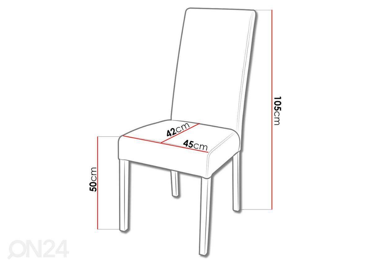 Pikendatav söögilaud 90x160-210 cm + 6 tooli suurendatud